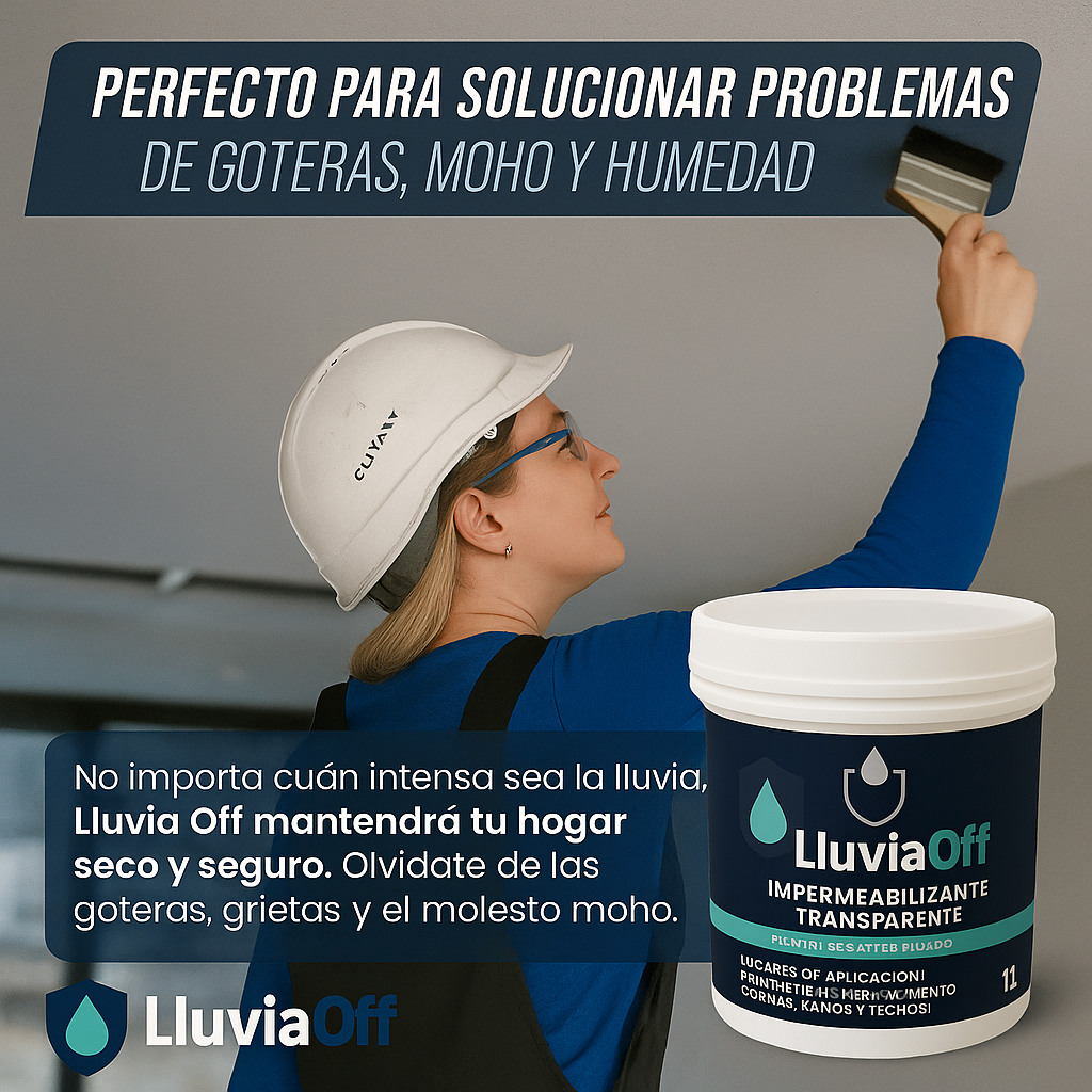 Tapa Goteras LluviaOff® - Sellador Impermeabilizante transparente