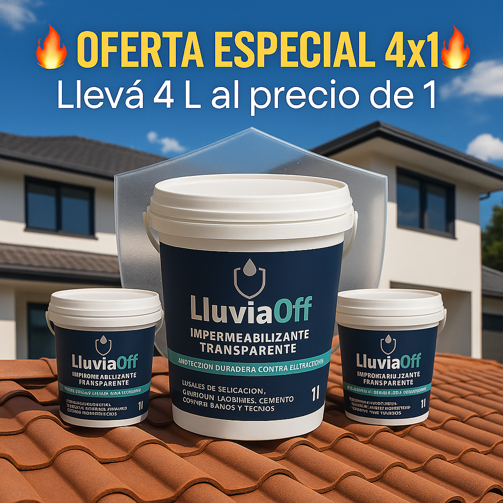 Tapa Goteras LluviaOff® - Sellador Impermeabilizante transparente