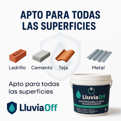 Tapa Goteras LluviaOff® - Sellador Impermeabilizante transparente